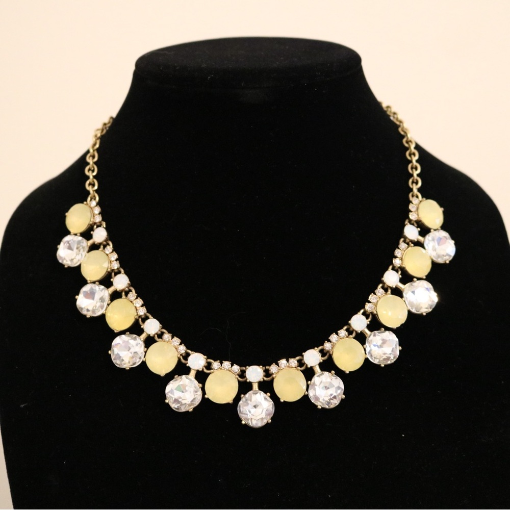 J.Crew Clear and Yellow Rhinestone Bib Necklace